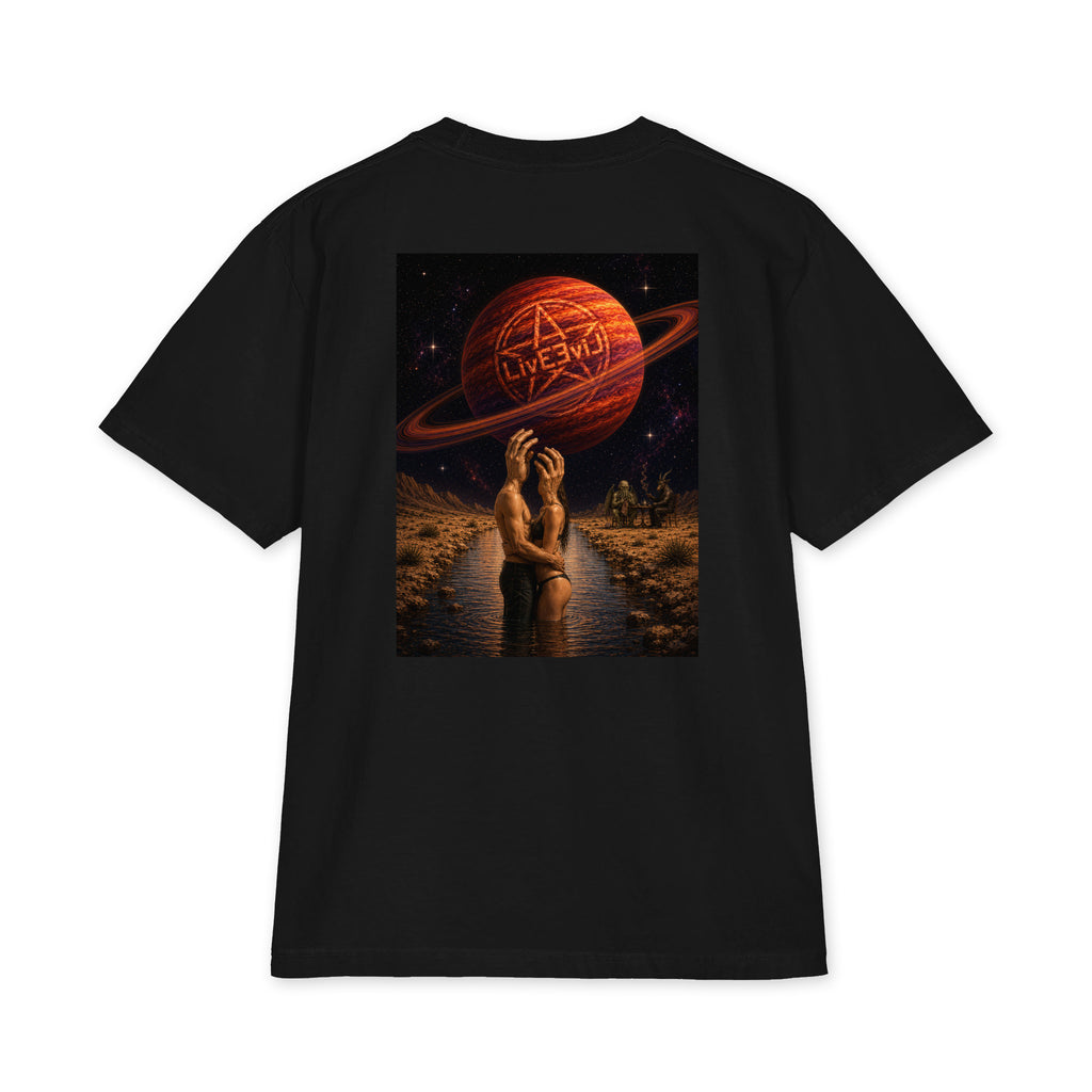 The Wendell LivEƎvi⅃ Big & Tall heavyweight graphic tee in black, back view
