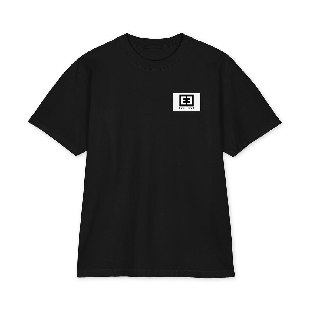 LivEƎvi⅃ 3OF3 Big & Tall heavyweight graphic tee in black, front view