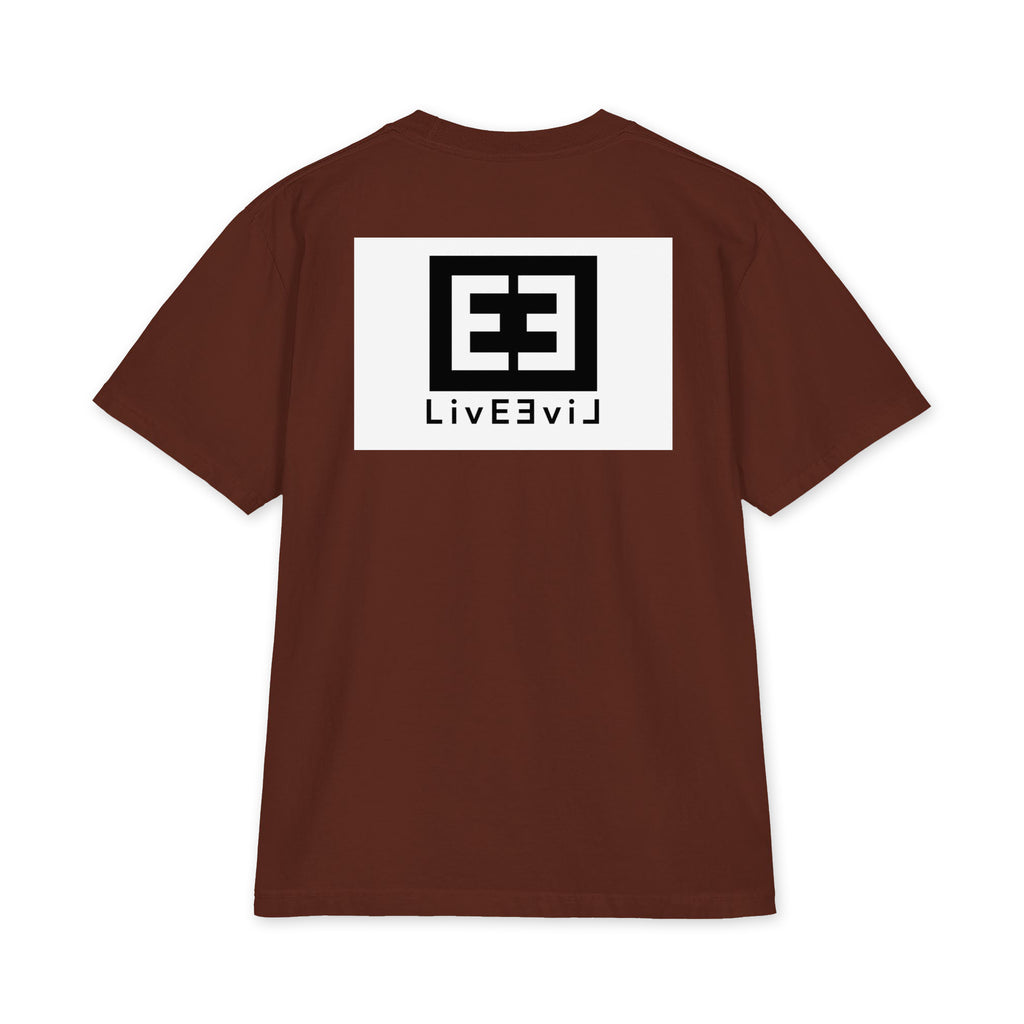 LivEƎvi⅃ 3OF3 Big & Tall heavyweight graphic tee in brown, back view