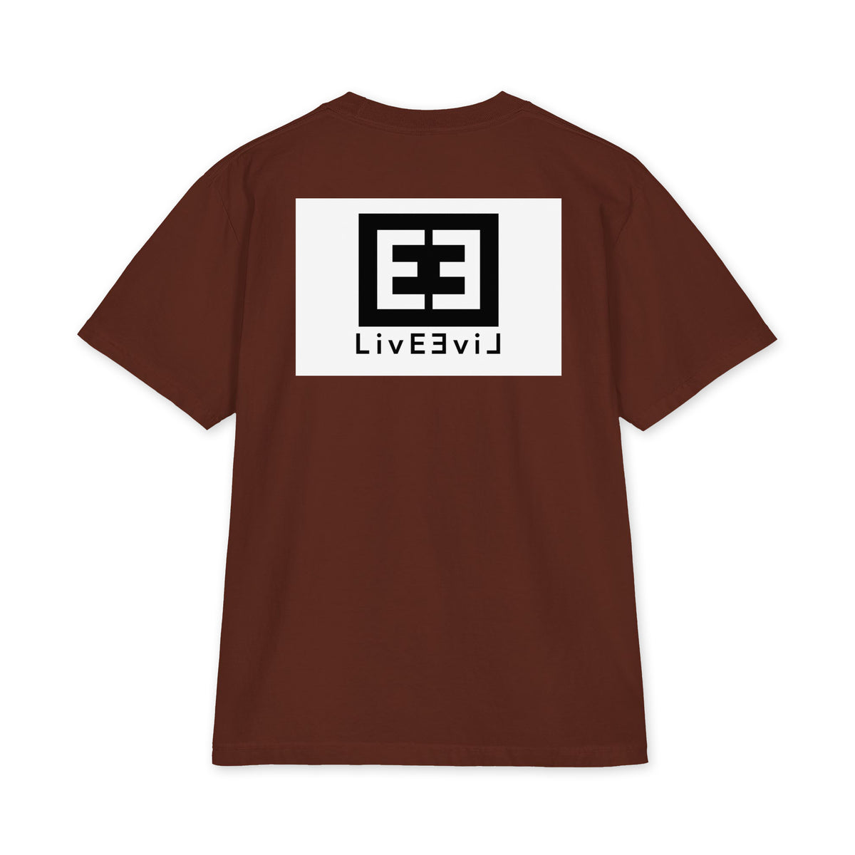 LivEƎvi⅃ 3OF3 Big & Tall heavyweight graphic tee in brown, back view
