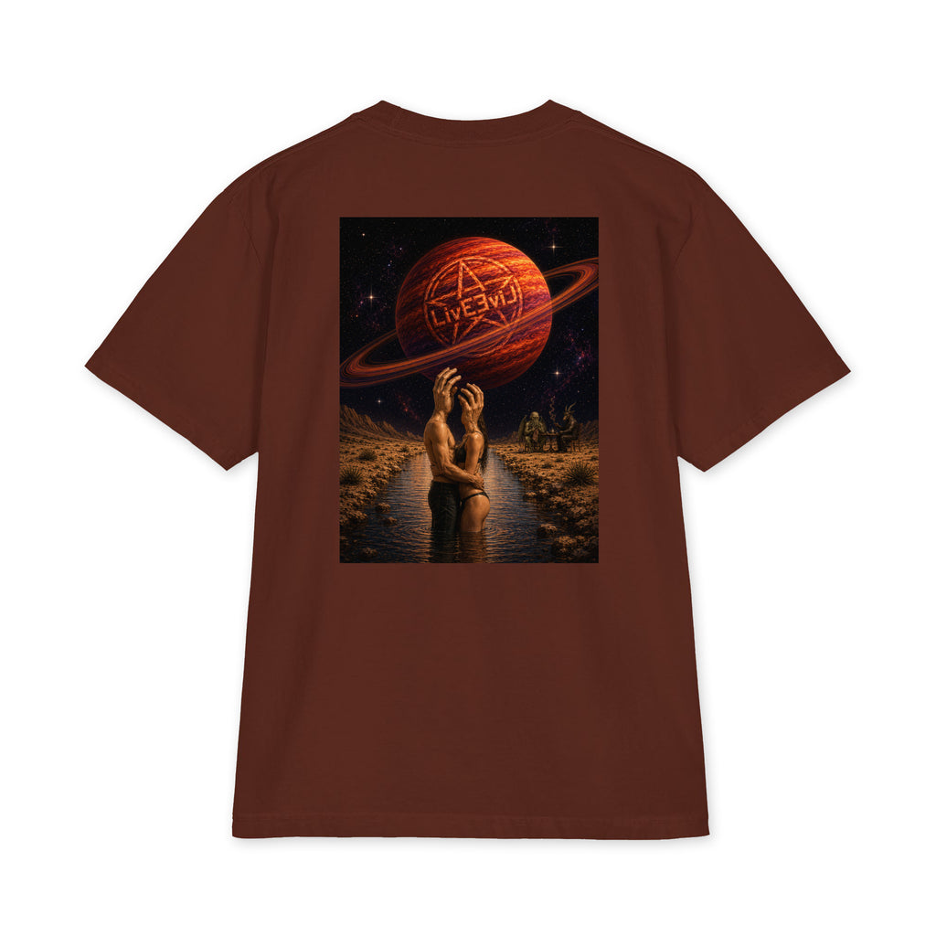 The Wendell LivEƎvi⅃ Big & Tall heavyweight graphic tee in brown, back view