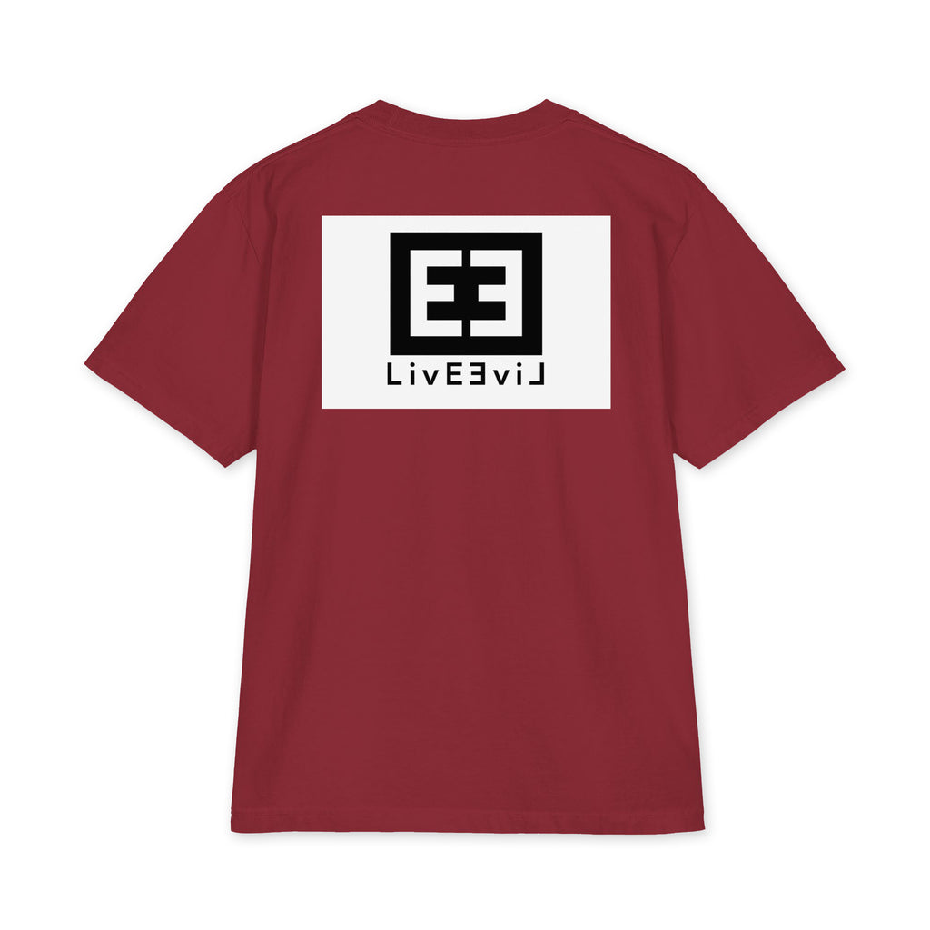 LivEƎvi⅃ 3OF3 Big & Tall heavyweight graphic tee in burgundy, back view
