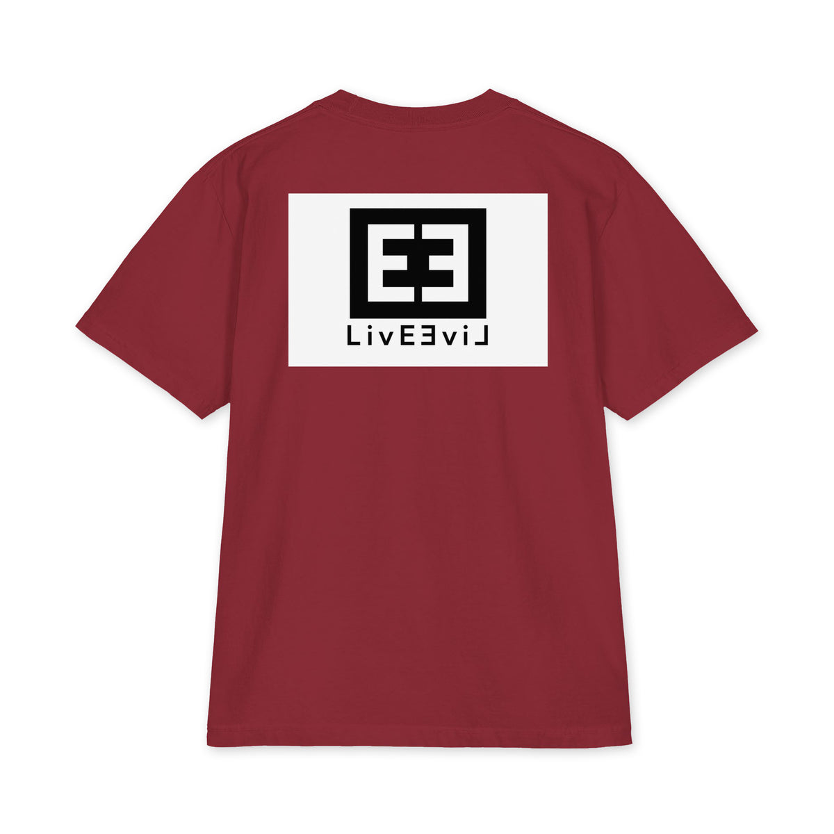 LivEƎvi⅃ 3OF3 Big & Tall heavyweight graphic tee in burgundy, back view