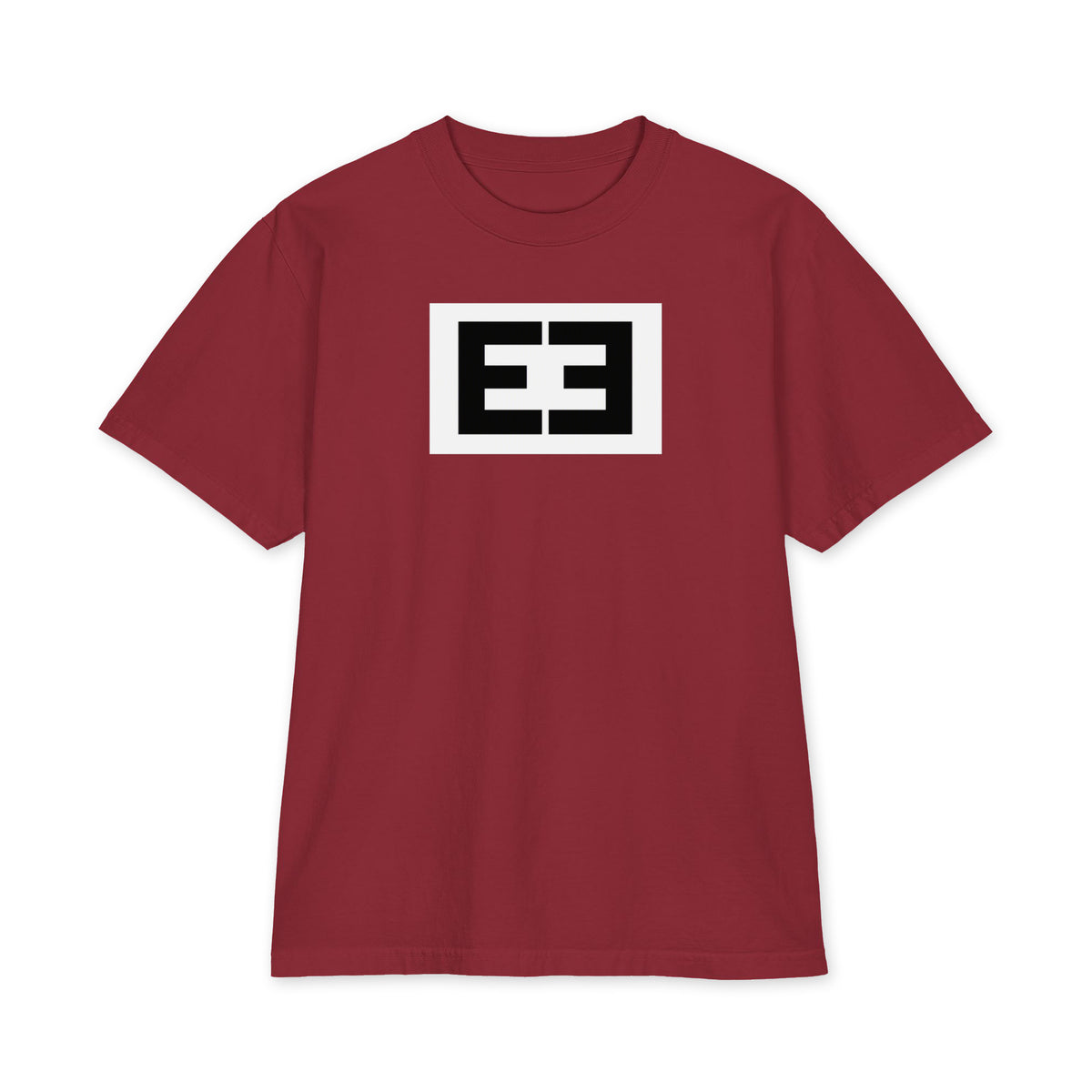 LivEƎvi⅃ 2OF3 Big & Tall heavyweight graphic tee in burgundy, front view