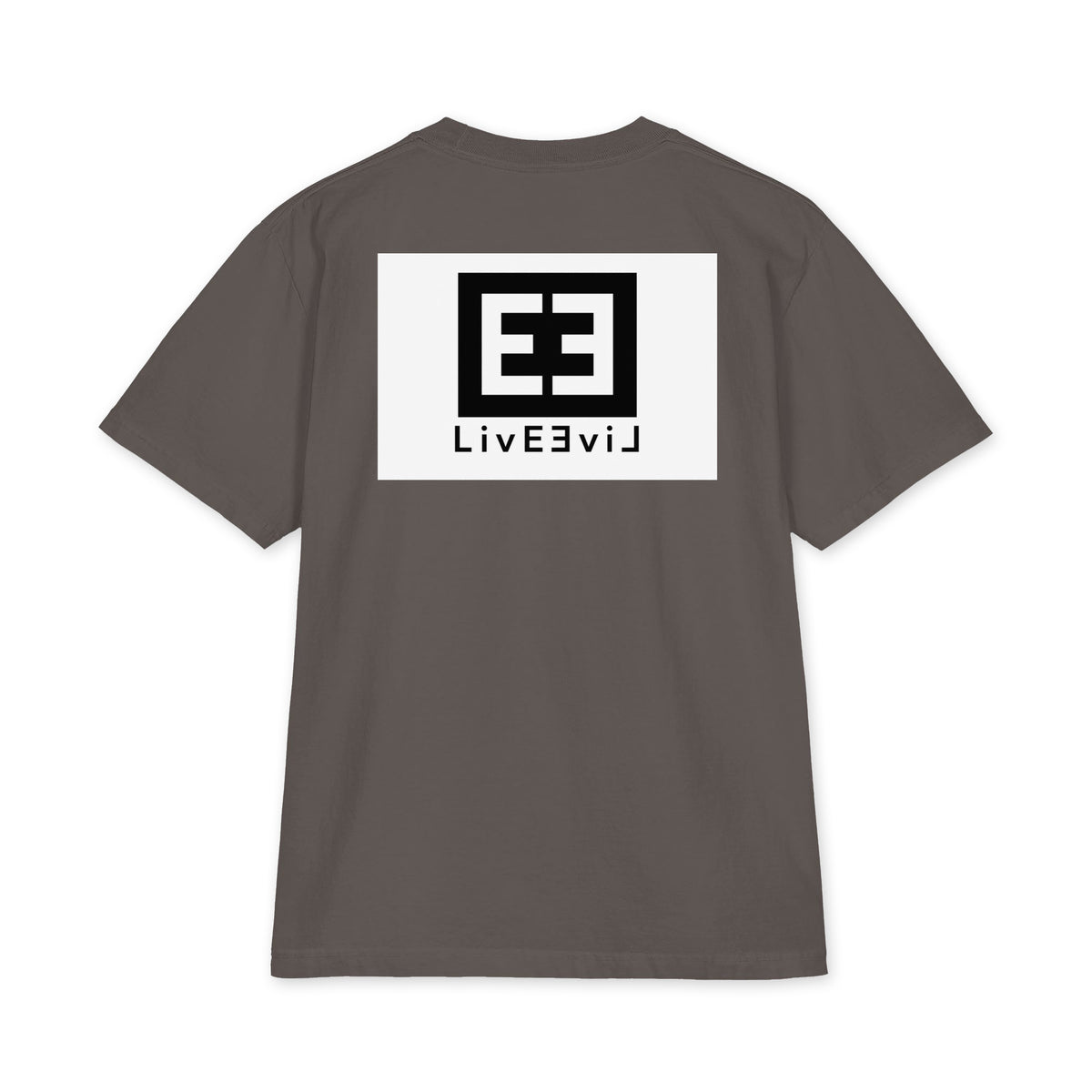 LivEƎvi⅃ 3OF3 Big & Tall heavyweight graphic tee in dark grey, back view