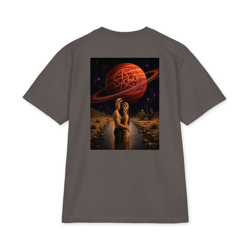 The Wendell LivEƎvi⅃ Big & Tall heavyweight graphic tee in dark grey, back view