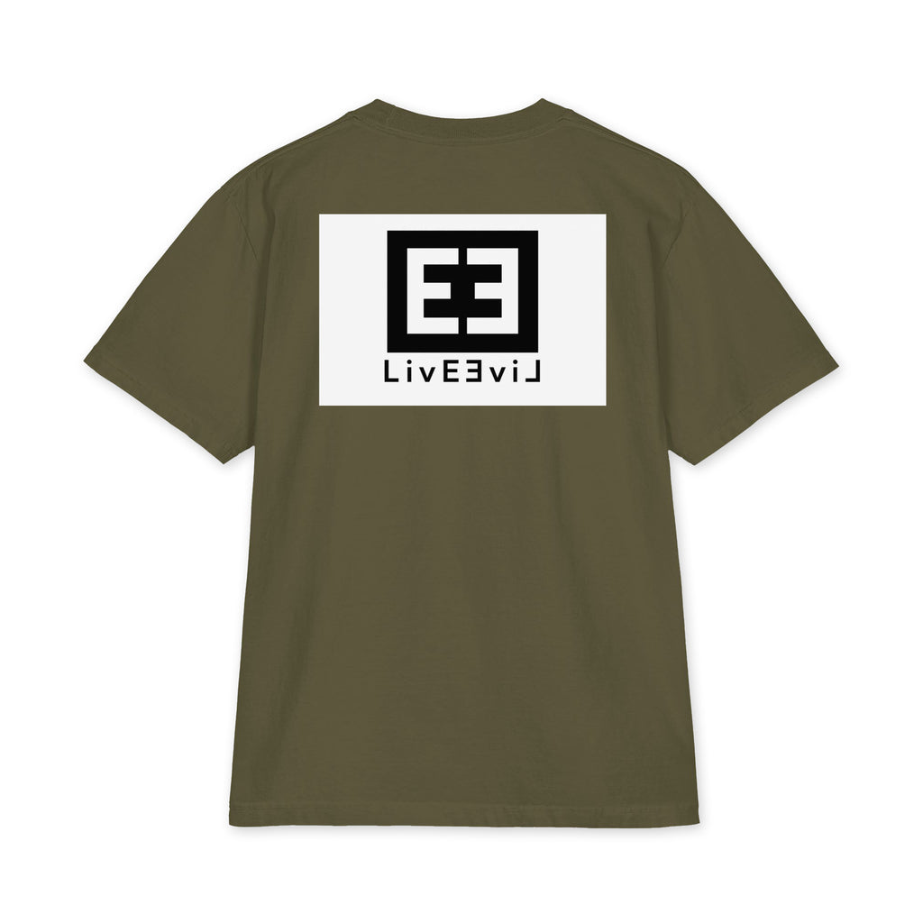 LivEƎvi⅃ 3OF3 Big & Tall heavyweight graphic tee in hunter green, back view