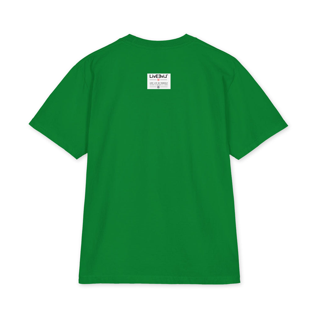LivEƎvi⅃ 1OF3 Big & Tall heavyweight graphic tee in kelly green, back view