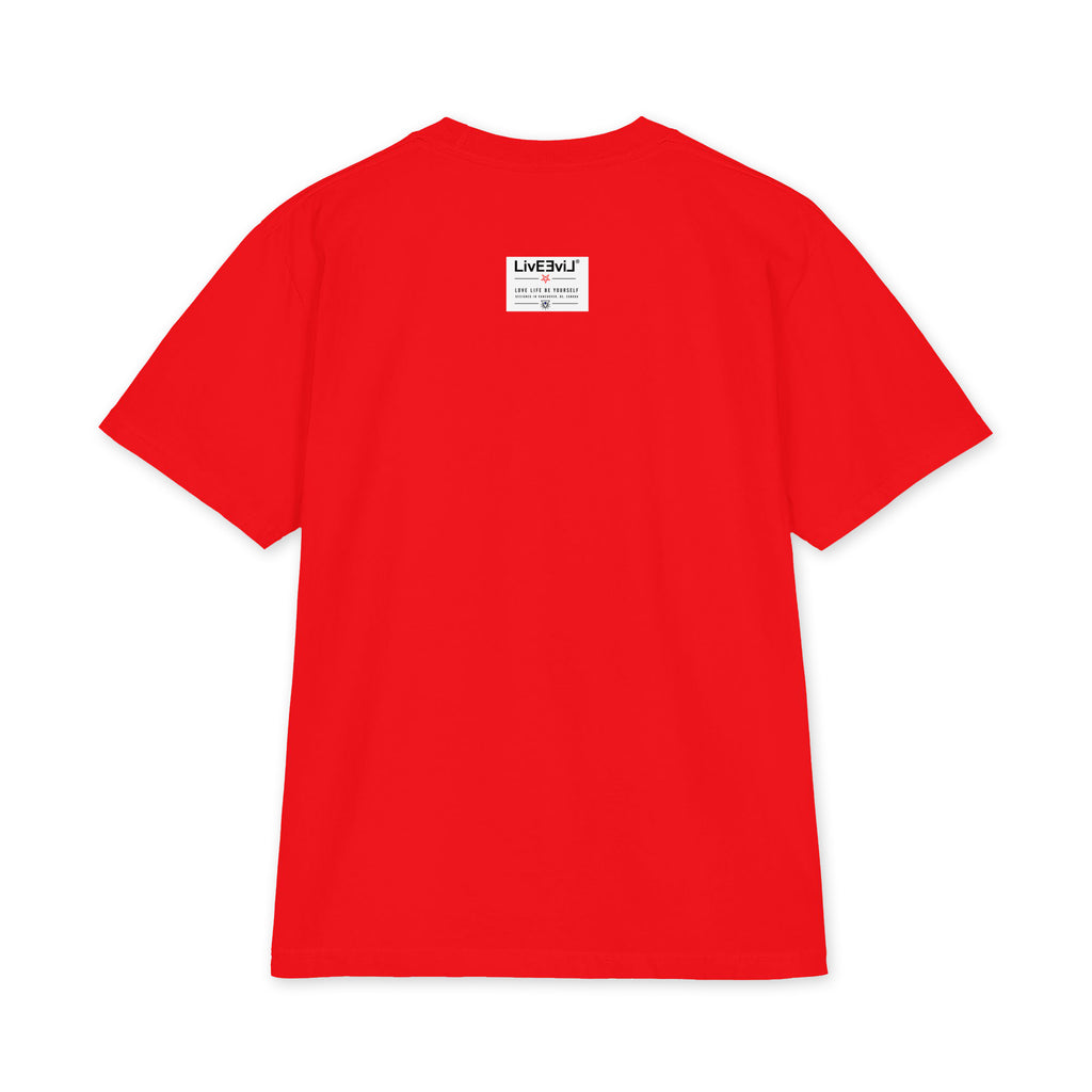 LivEƎvi⅃ 2OF3 Big & Tall heavyweight graphic tee in red, back view