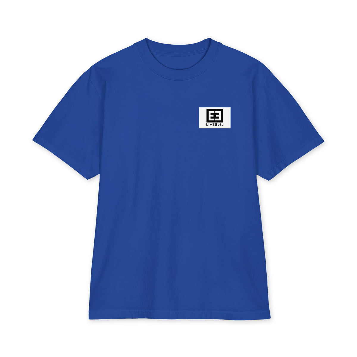 LivEƎvi⅃ 3OF3 Big & Tall heavyweight graphic tee in royal blue, front view