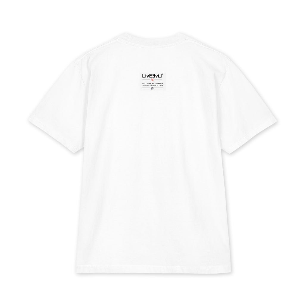 LivEƎvi⅃ Pentagram Big & Tall heavyweight graphic tee in white, back view