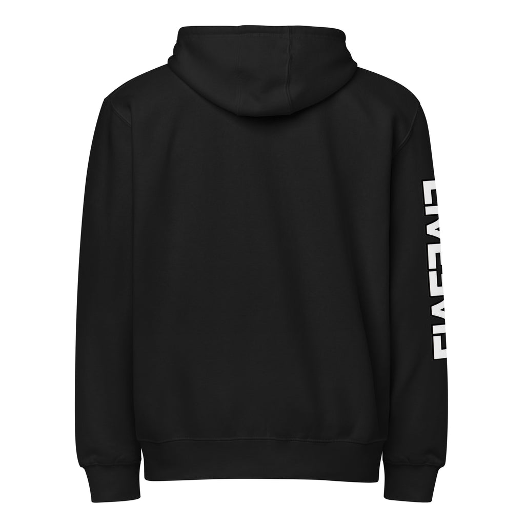 LivEƎvi⅃ premium full-zip hoodie in black, back view
