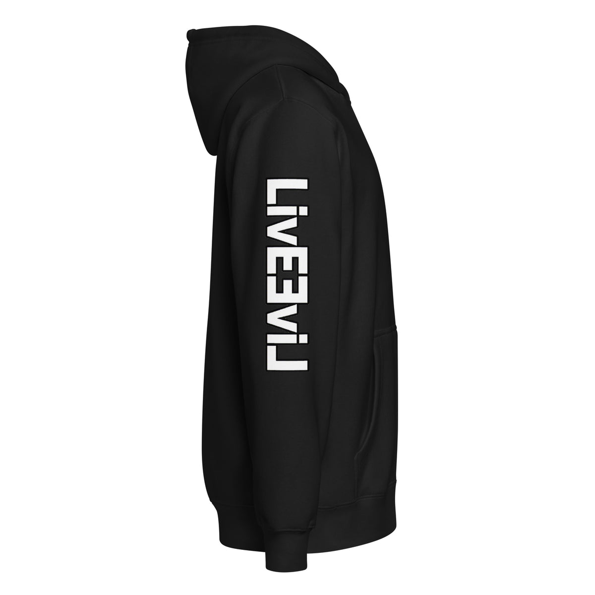 LivEƎvi⅃ premium full-zip hoodie in black, right view