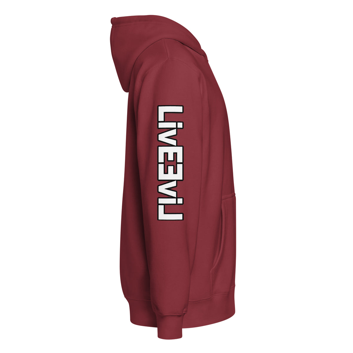 LivEƎvi⅃ premium full-zip hoodie in burgundy, right view