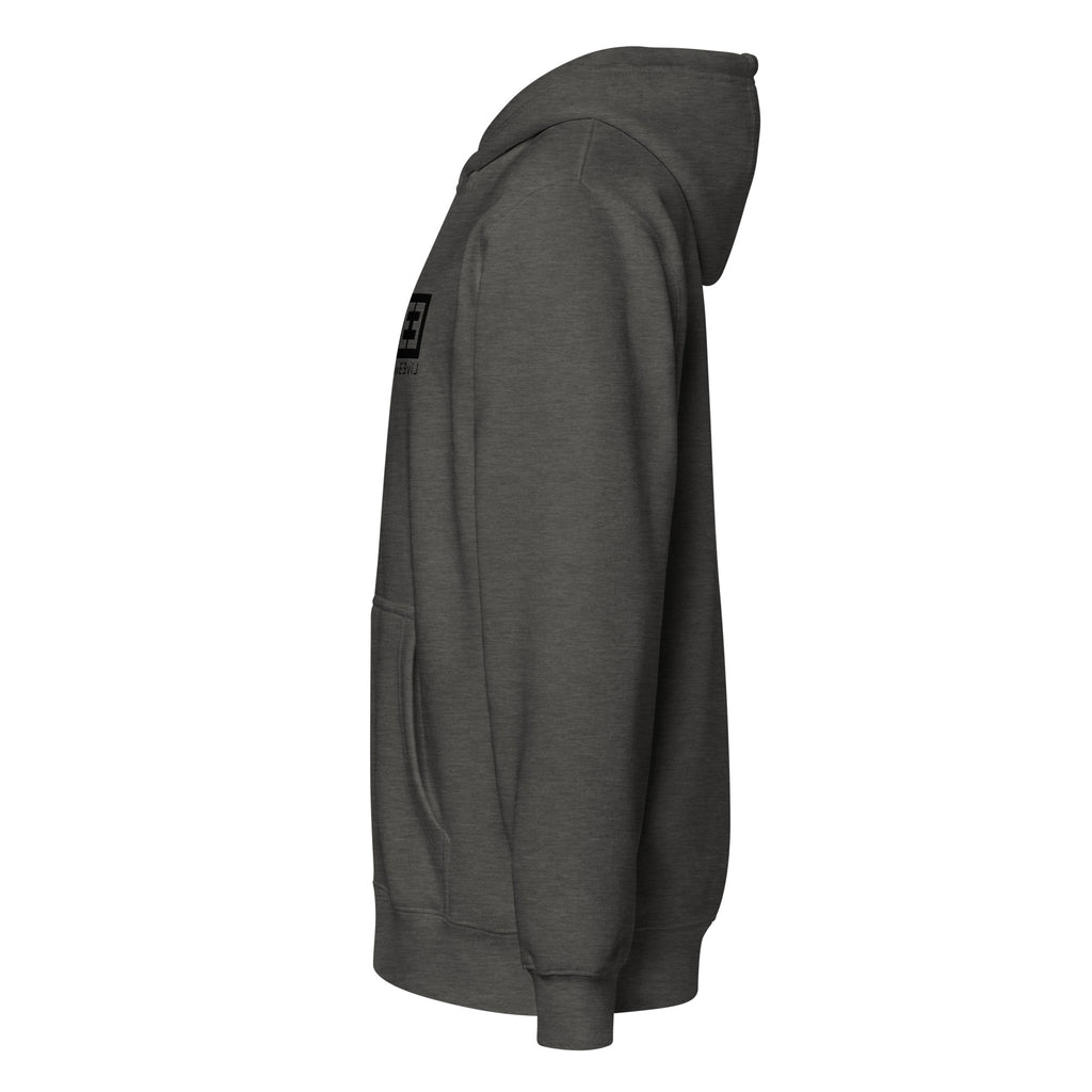 LivEƎvi⅃ premium full-zip hoodie in charcoal heather, left view