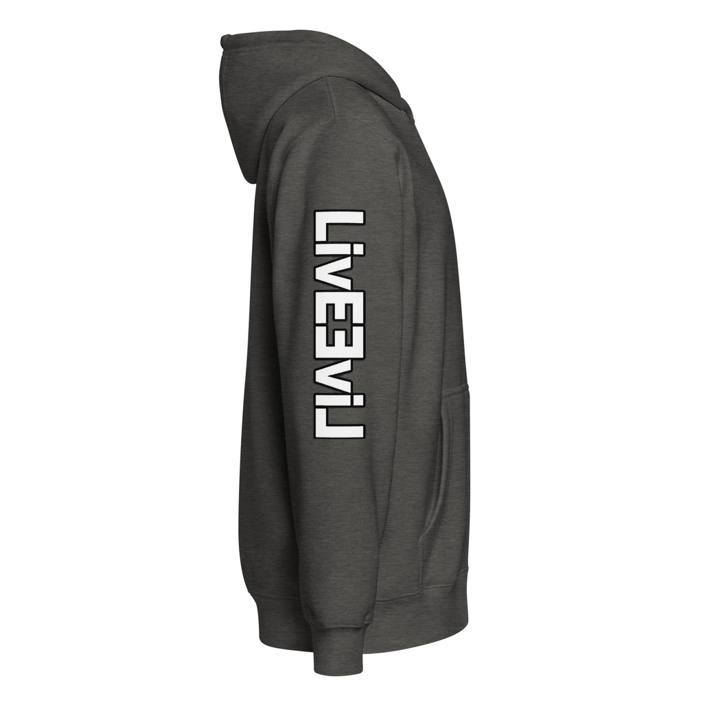 LivEƎvi⅃ premium full-zip hoodie in charcoal heather, right view