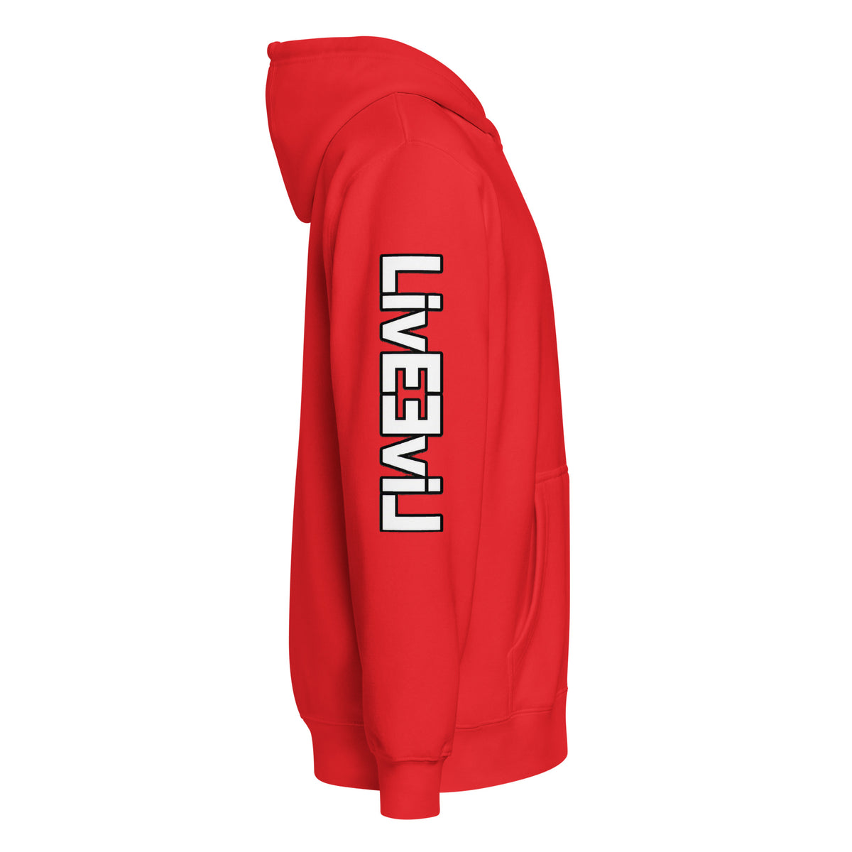 LivEƎvi⅃ premium full-zip hoodie in red, right view