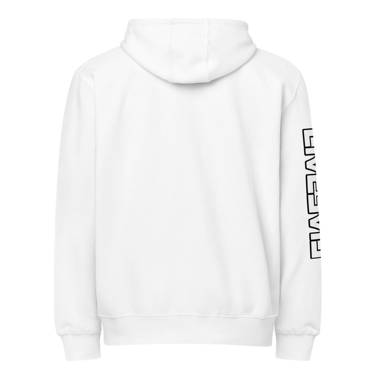 LivEƎvi⅃ premium full-zip hoodie in white, back view
