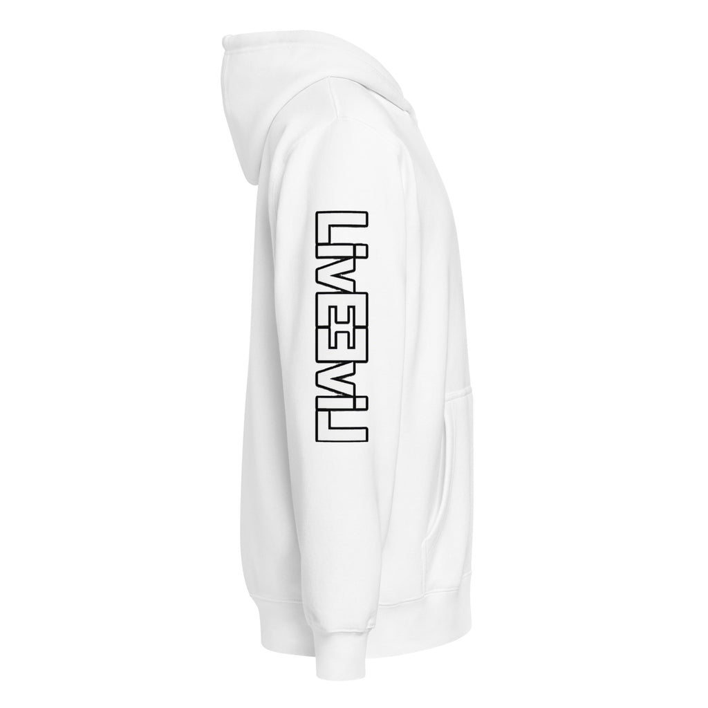 LivEƎvi⅃ premium full-zip hoodie in white, right view