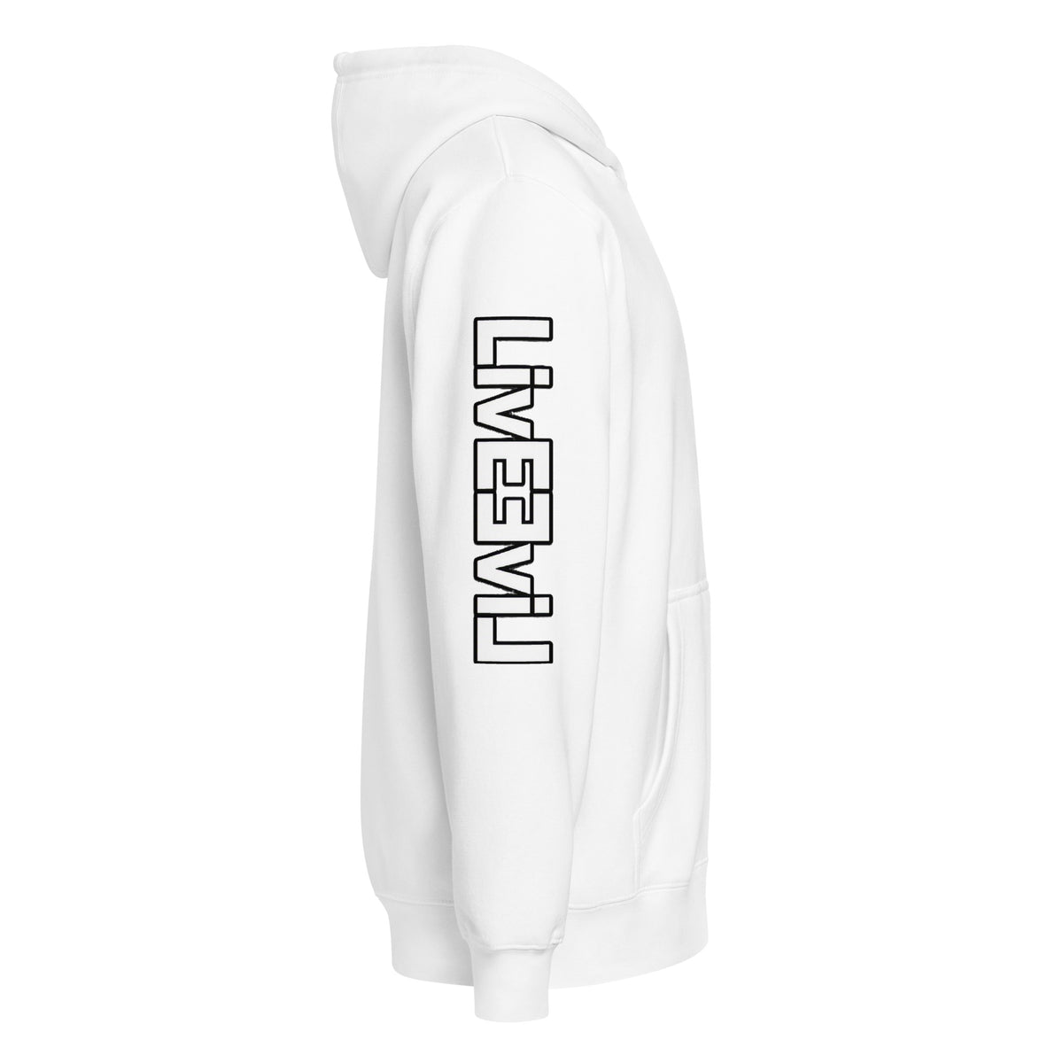 LivEƎvi⅃ premium full-zip hoodie in white, right view