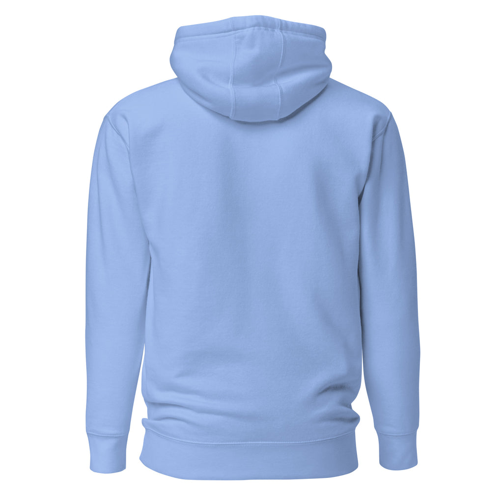 Cthulhu's Empathy 1 LivEƎvi⅃ graphic hoodie in Carolina blue, back view