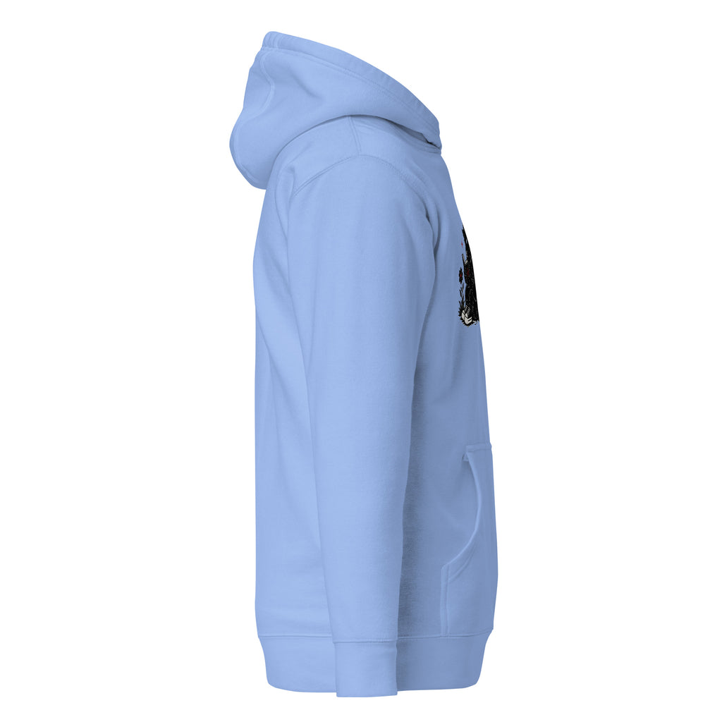 Forbidden Book Club LivEƎvi⅃ graphic hoodie in Carolina blue, right view