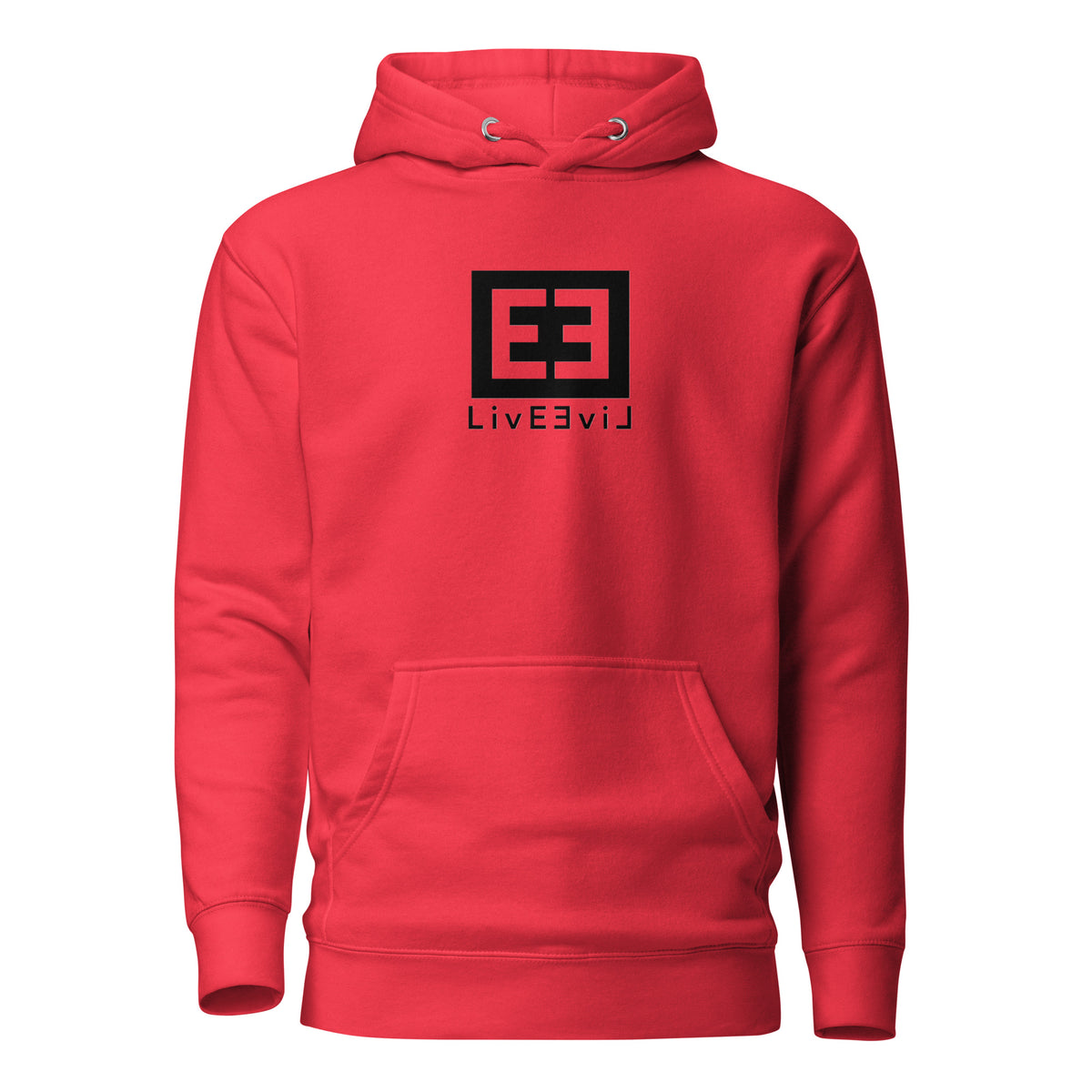 LivEƎvi⅃ 3OF3 graphic hoodie in team red, front view