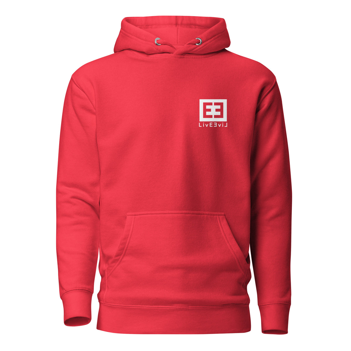 The Wendell LivEƎvi⅃ graphic hoodie in team red, front view