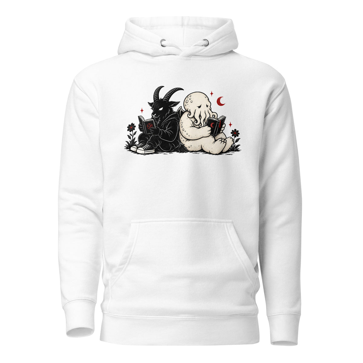 Forbidden Book Club LivEƎvi⅃ graphic hoodie in white, front view